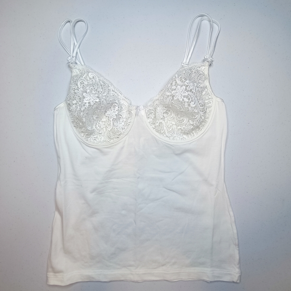 Hanro Switzerland Ivory Lace Bra Camisole 38 B Fits Best 36 B